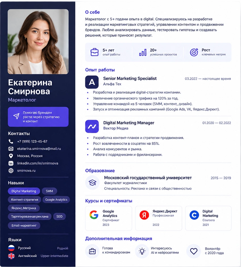 Шаблон резюме «Современный»